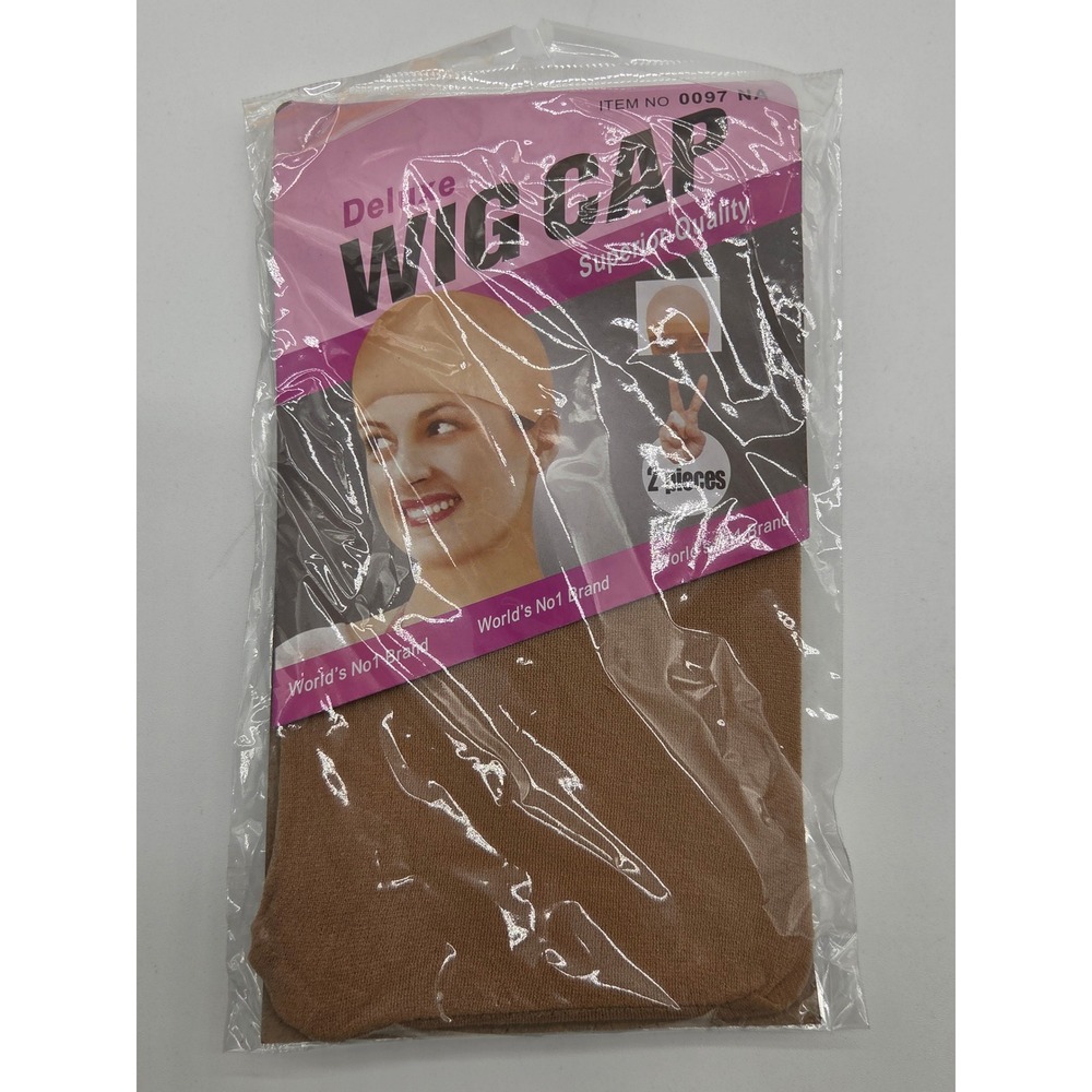 Deluxe Wig Cap 2 Pieces Brown One Size Polyester Stocking 101-864